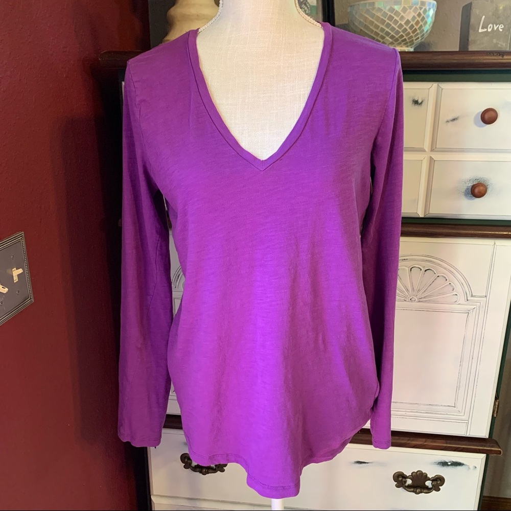 J Crew Long Sleeve V Neck Fitted Tee